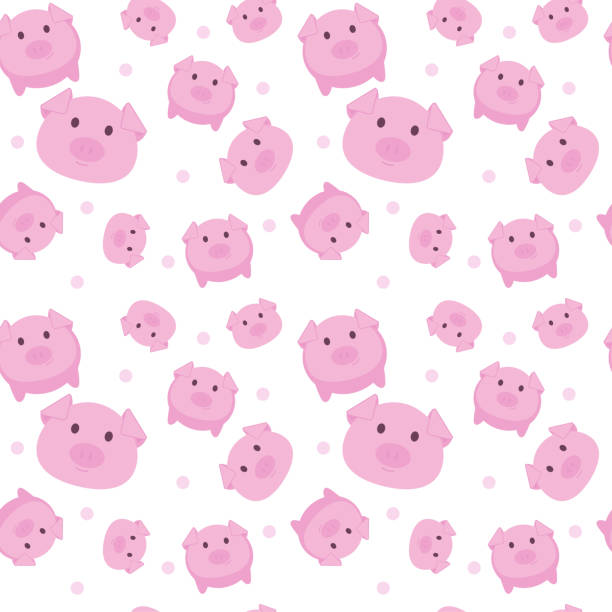 cute pig uśmiechnięta ikona kreskówki - humor pets loving vertical stock illustrations