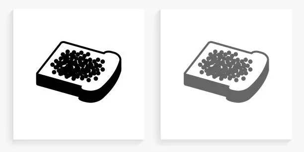 Vector illustration of Caviar Black and White Square Icon