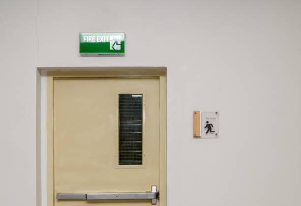 istock Fire exit steel door for evacuation in case of fire 1141000311