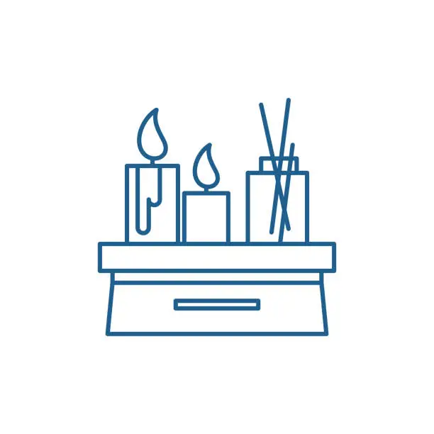 Vector illustration of Candles in the interior line icon concept. Candles in the interior flat  vector symbol, sign, outline illustration.