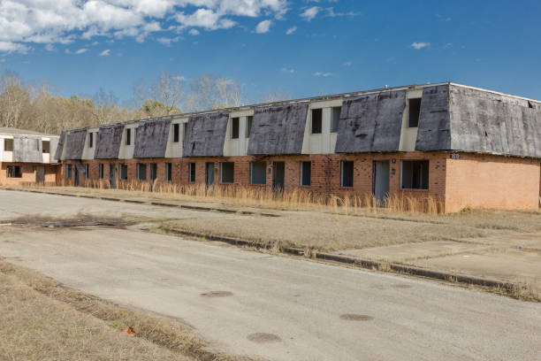 istock Long row of abandoned project apartments 1141002973