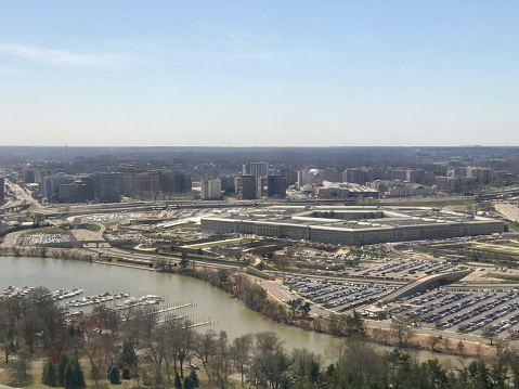 Aerial shot of Lafayette, Louisiana on a clear and sunny spring day. \n\nAuthorization was obtained from the FAA for this operation in restricted airspace.