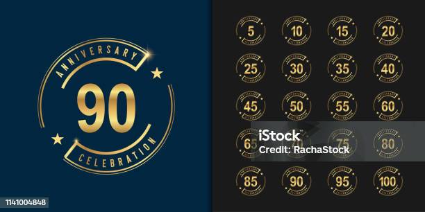 Set Of Jubilar Logotype Goldenes Jubiläum Emblem Design Stock Vektor Art und mehr Bilder von Jahrestag