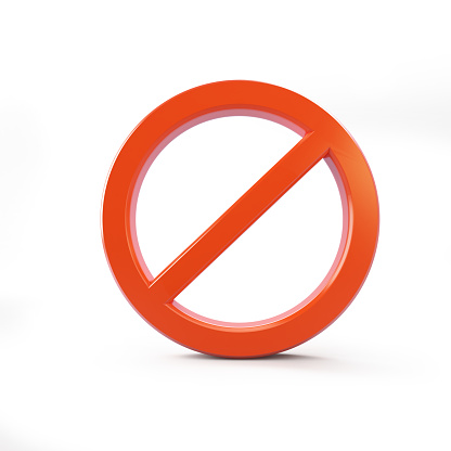 no sign red on a white background 3D illustration, 3D rendering