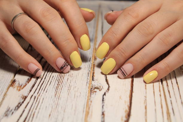 istock Abstract New Year design on women's nails. 1141007429