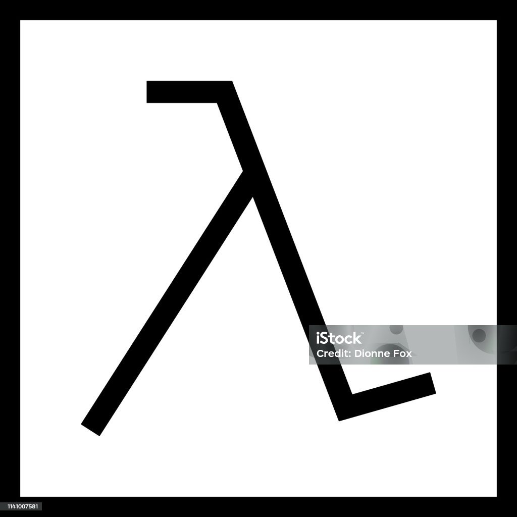 Lambda symbol Modern  application icon in black and white Black Color stock illustration