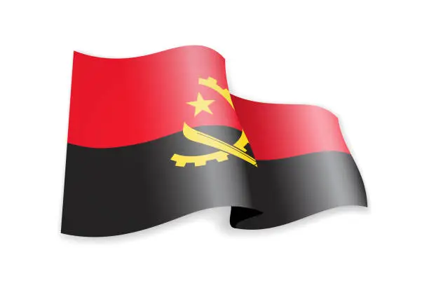 Vector illustration of Angola flag in the wind. Flag on white vector illustration