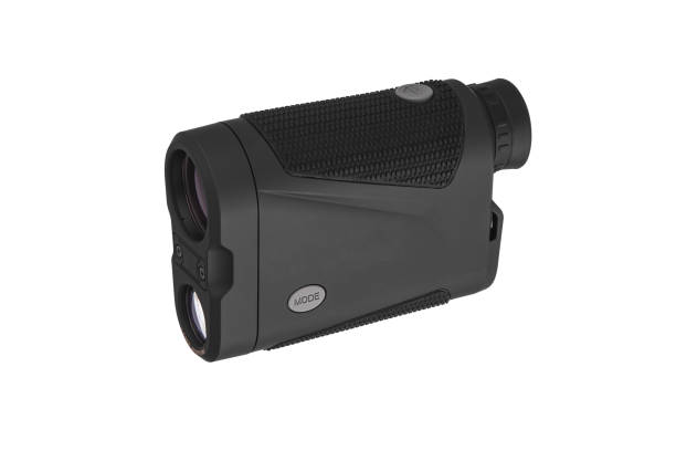 istock Modern optical range finder isolated on white background. Isolated black plastic rangefinder used for golfing or hunting. 1141013886