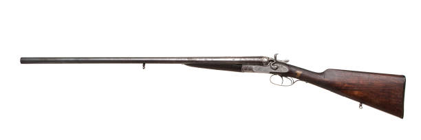 istock Vintage double-barreled hunting rifle isolated on a white background. 1141013951