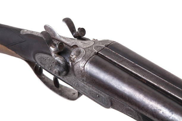 istock Vintage double-barreled hunting rifle isolated on a white background. 1141013959