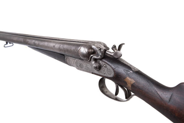 istock Vintage double-barreled hunting rifle isolated on a white background. 1141014143
