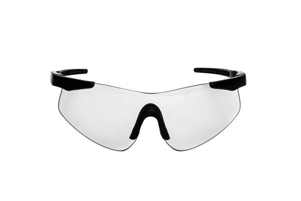 lunettes de sécurité pour le tournage et le travail isolés sur fond blanc - lunettes de protection photos et images de collection