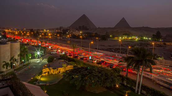 Pyramid, Egypt, Cairo, Built Structure, lights