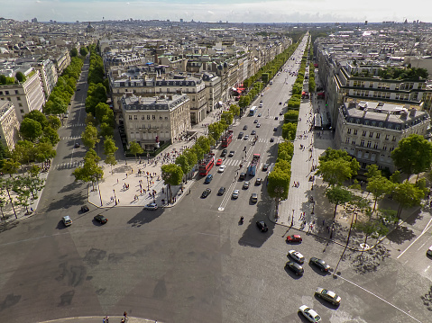 View of central Paris from the top of the Arc de Triomphe