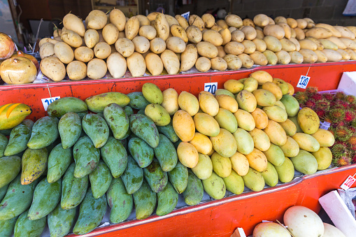 Yellow Mango on Thailand market - exotic Thai fruits