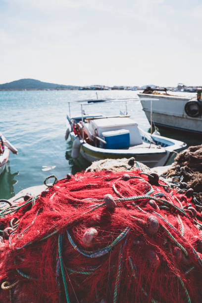istock Fishing net on the boat 1141020403