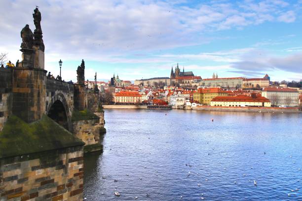 istock Prague Castle  view from Charles Bridge  in Prague, Czech Republic 1141020971