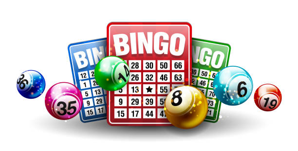 ilustrações de stock, clip art, desenhos animados e ícones de vector colorful bingo ball with bingo card isolated on white background - bingo