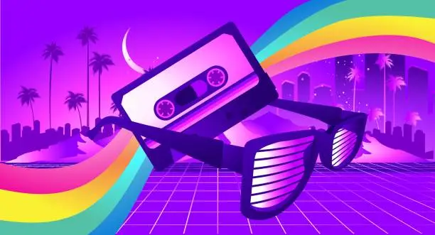 Vector illustration of retro party wave