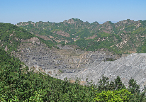 view over opencast coal mine\