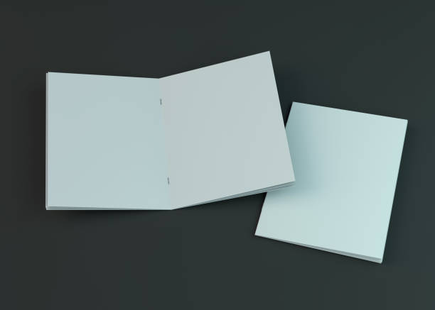 istock Blank brochure, magazine, booklet mockup isolated on dark background. 3D 1141028533