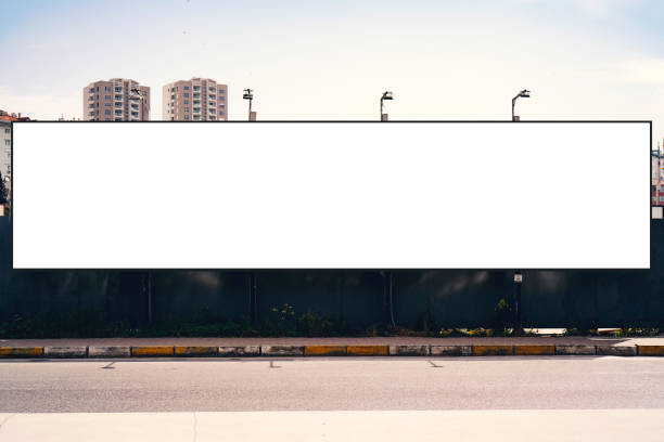 empty blank billboard in istanbul city. urban city setting. - billboard bill city advertise imagens e fotografias de stock