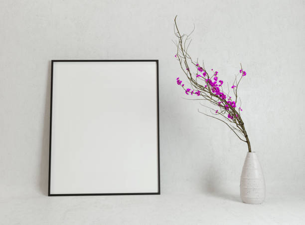 istock Poster mockup with decorative flowers of sakura (cherry). 3D render. 1141032697