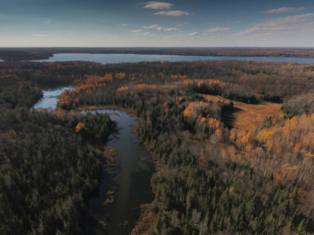 istock Northern Wisconsin Autumnal River From Above 1141034501