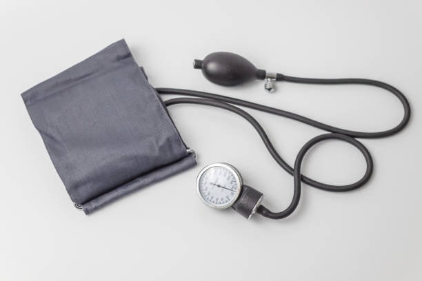 Blood pressure and pulse measuring device stock photo