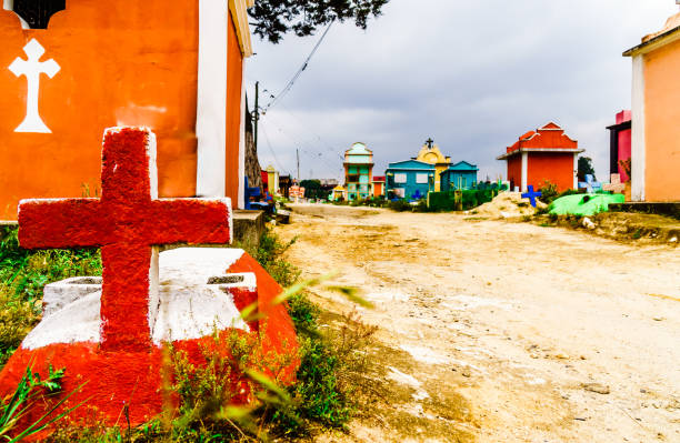View on colorful cemetery by Chichicastenango in Guatemala