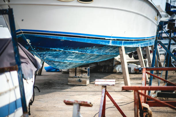 Fishing Boat Repair stock photo