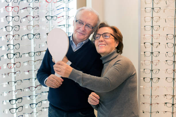 istock Senior couple trying on new eyewear 1141036722