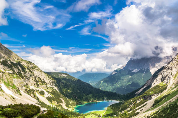 istock view on Zugspitze mountain from Seeben lake 1141037054