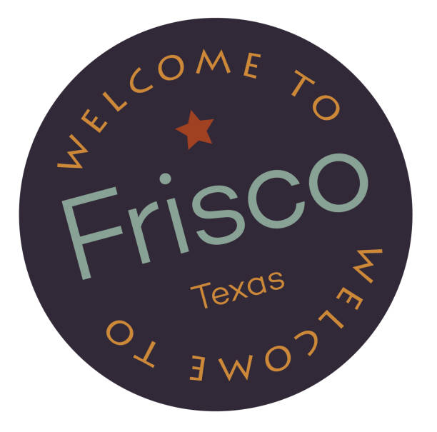 Welcome to Frisco Texas Welcome to Frisco Texas tourism badge or label sticker. Isolated on white. Vacation retail product for print or web. frisco texas stock illustrations