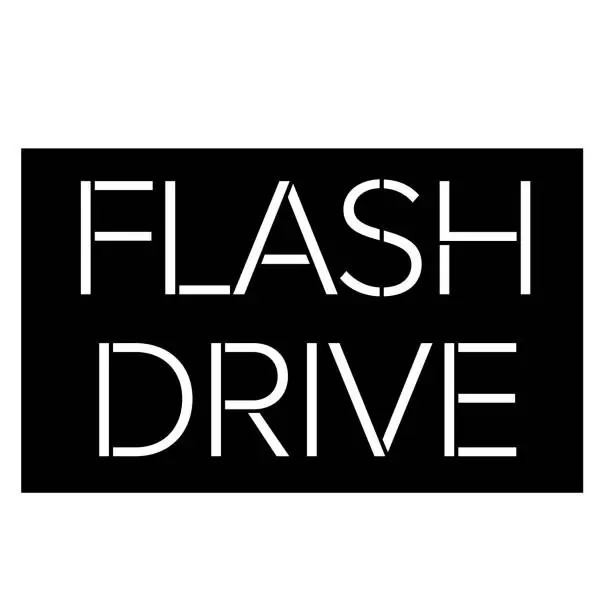 Vector illustration of Flash Drive stamp on white