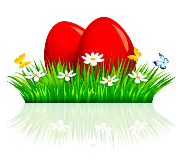 Vector illustration of Easter Egg in Grass