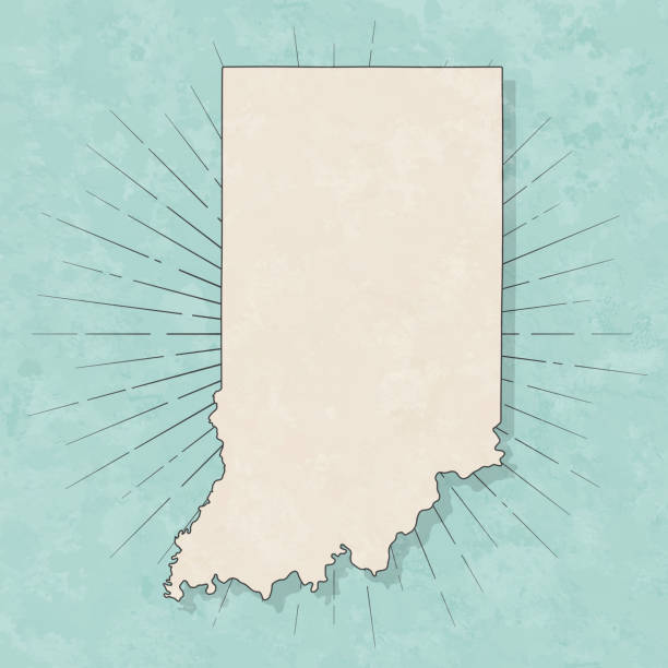 インディアナ州の地図レトロヴィンテージスタイル-古いテクスチャー紙 - beige sunbeam dirty design点のイラスト素材／クリップアート素材／マンガ素材／アイコン素材