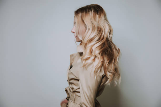 Long wavy blond hair isolated on white background