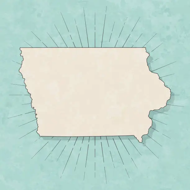 Vector illustration of Iowa map in retro vintage style - Old textured paper