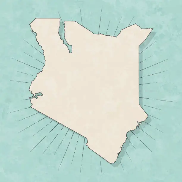 Vector illustration of Kenya map in retro vintage style - Old textured paper