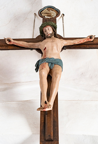 Jesus on a cross in the Scandinavian old church