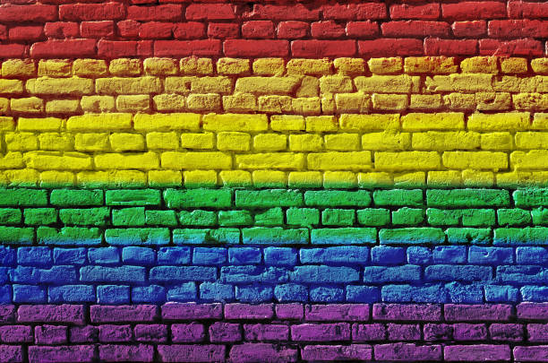 istock Brick wall painted in green, yellow and red. Rastafarian flag 1141052547