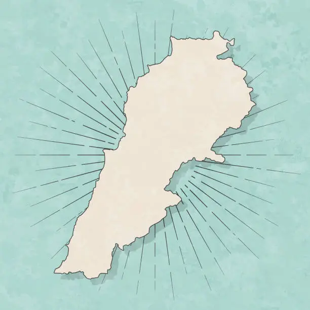 Vector illustration of Lebanon map in retro vintage style - Old textured paper