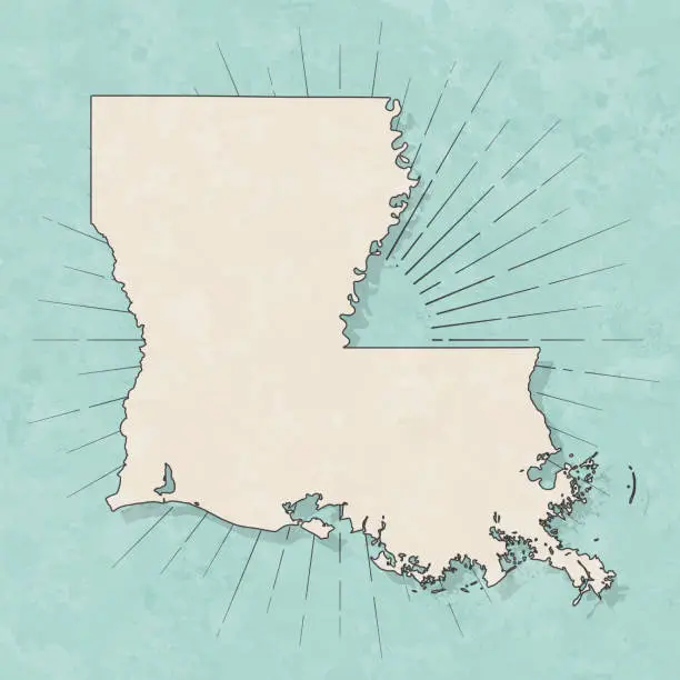 Vector illustration of Louisiana map in retro vintage style - Old textured paper
