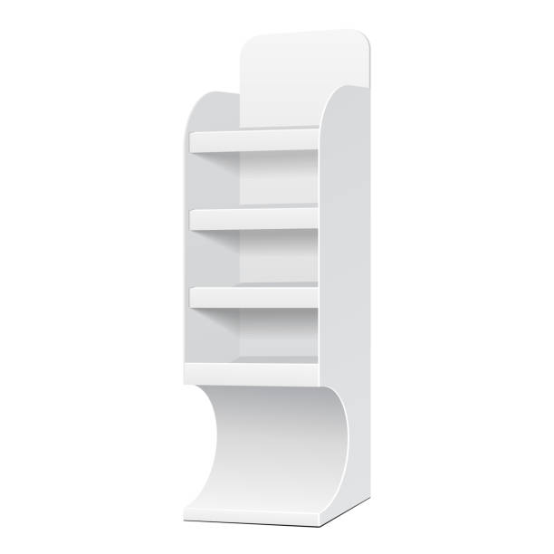 istock White POS POI Cardboard Blank Empty Displays With Shelves Products On White Background Isolated. Ready For Your Design. Product Packing. Vector EPS10 1141059049