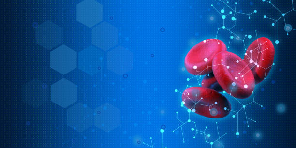 immagine del simbolo medico su sfondo blu high tech - blood cell foto e immagini stock