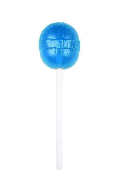 istock Blue round lollipop isolated on white. Sweet sugar candy 1141063363