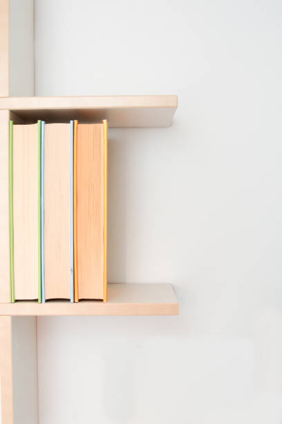 istock Bookshelf on white wall with colored books 1141066802