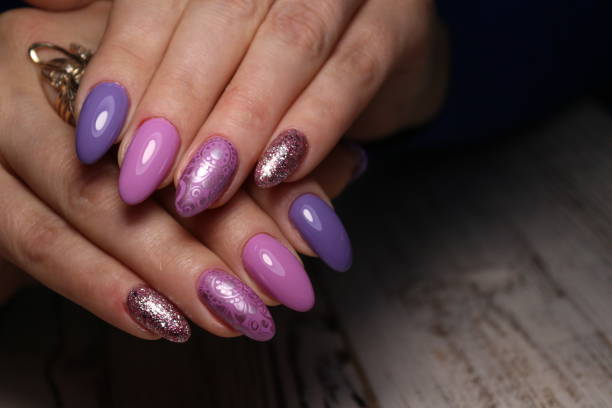 istock Youth manicure design best nails, gel varnish 1141066853