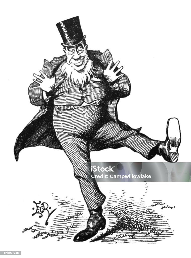 British Satire Comic Cartoon Illustrations Happy Dancing Man With Top Hat  Stock Illustration - Download Image Now - iStock